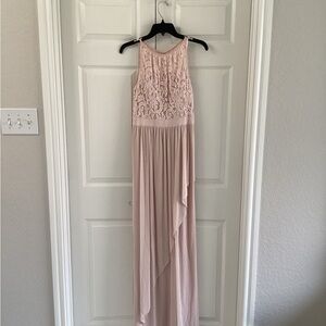 ADRIANNA PAPELL Blush Pink Lace Maxi Dress
